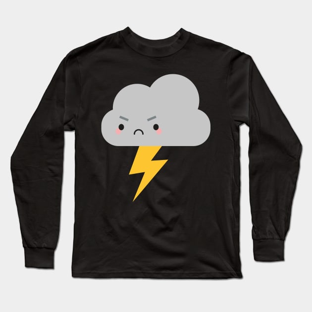 Kawaii Thunder & Lightning Cloud Long Sleeve T-Shirt by marcelinesmith